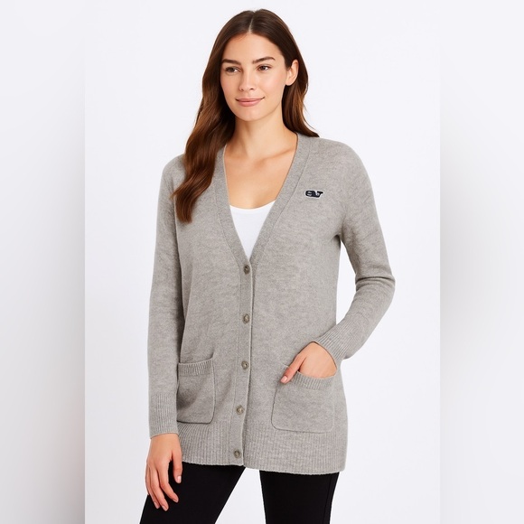 Vineyard Vines Sweaters - Vineyard Vines Women’s Gray Wool Blend Open Knit Longline Cardigan Sweater Sz S